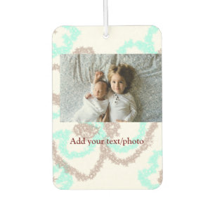 simple minimal ADD YOUR PHOTO TEXT blue glitter Th Air Freshener