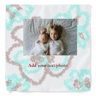 simple minimal ADD YOUR PHOTO TEXT blue glitter Th Bandana