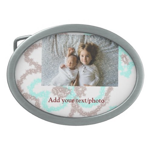 simple minimal ADD YOUR PHOTO TEXT blue glitter Th Belt Buckle