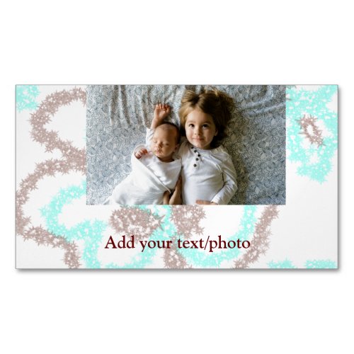 simple minimal ADD YOUR PHOTO TEXT blue glitter Th Business Card Magnet