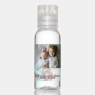 simple minimal ADD YOUR PHOTO TEXT blue glitter Th Hand Sanitizer