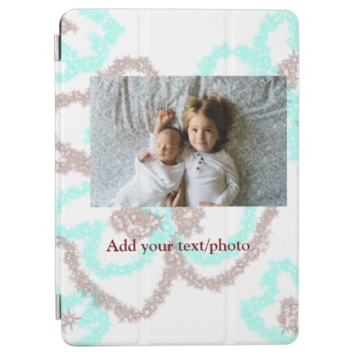 simple minimal ADD YOUR PHOTO TEXT blue glitter Th iPad Air Cover