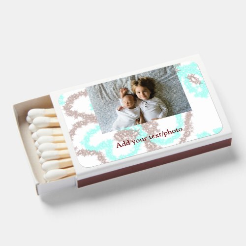 simple minimal ADD YOUR PHOTO TEXT blue glitter Th Matchboxes
