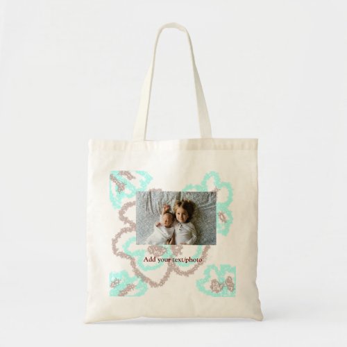 simple minimal ADD YOUR PHOTO TEXT blue glitter Th Tote Bag