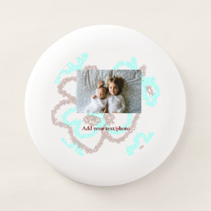 simple minimal ADD YOUR PHOTO TEXT blue glitter Th Wham-O Frisbee