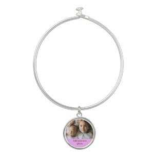 simple minimal ADD YOUR PHOTO TEXT CHRISTMAS B Bangle Bracelet