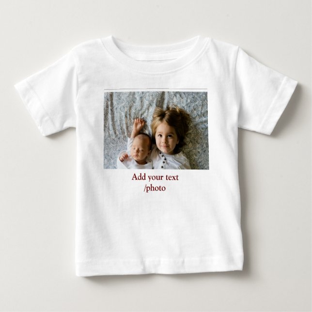 simple minimal ADD YOUR PHOTO TEXT CHRISTMAS     T Baby T-Shirt (Front)