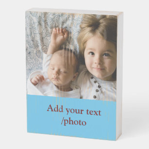 simple minimal ADD YOUR PHOTO TEXT CHRISTMAS Wooden Box Sign