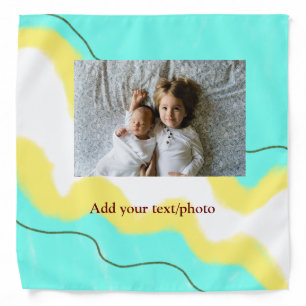 simple minimal ADD YOUR PHOTO TEXT CHRISTMAS yello Bandana