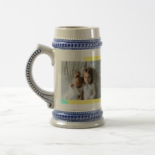 simple minimal ADD YOUR PHOTO TEXT CHRISTMAS yello Beer Stein