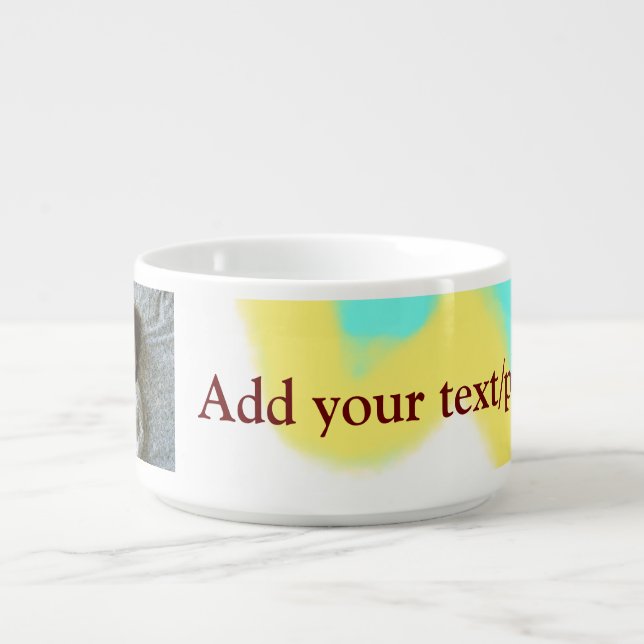 simple minimal ADD YOUR PHOTO TEXT CHRISTMAS yello Bowl (Center)