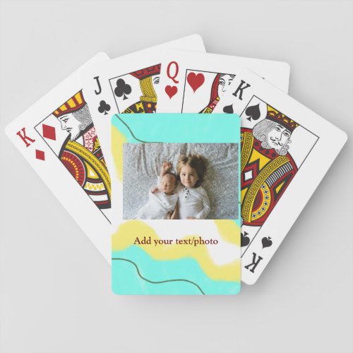 simple minimal ADD YOUR PHOTO TEXT CHRISTMAS yello Poker Cards