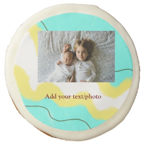 simple minimal ADD YOUR PHOTO TEXT CHRISTMAS yello Sugar Cookie