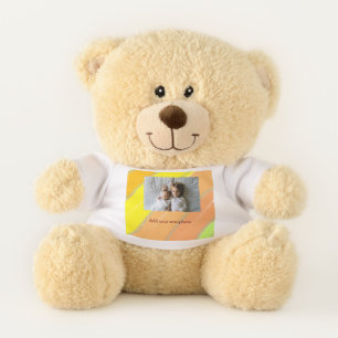 simple minimal ADD YOUR PHOTO TEXT CHRISTMAS yello Teddy Bear