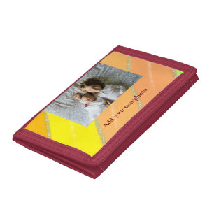 simple minimal ADD YOUR PHOTO TEXT CHRISTMAS yello Tri-fold Wallet