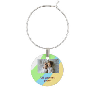 simple minimal ADD YOUR PHOTO TEXT CHRISTMAS yello Wine Charm