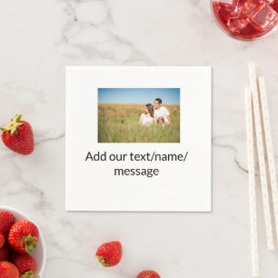 Simple minimal add your photo text glitter sparkle napkins