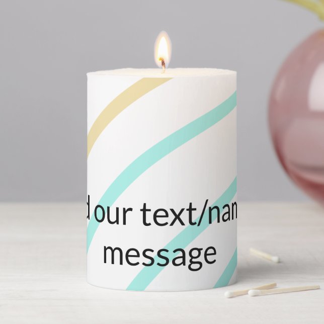 Simple minimal add your photo text glitter sparkle pillar candle (In Situ)