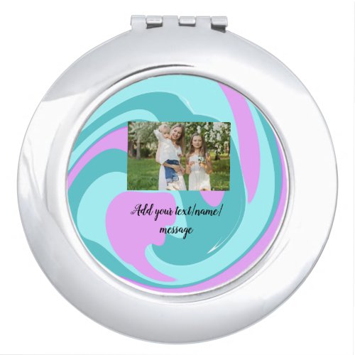 simple minimal add your photo watercolor art throw compact mirror