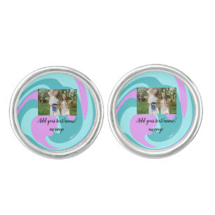 simple minimal add your photo watercolor art throw cufflinks