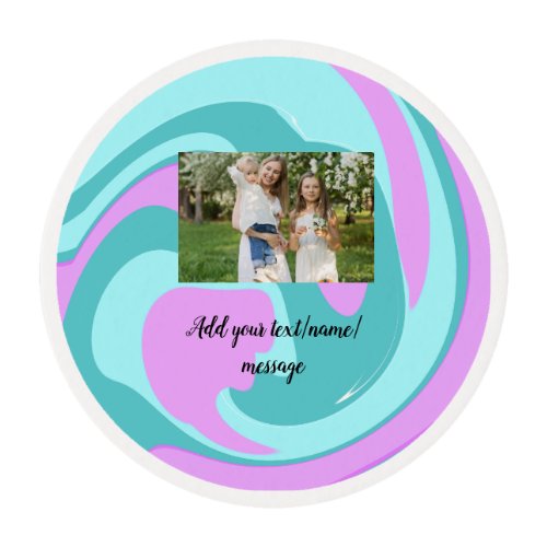 simple minimal add your photo watercolor art throw edible frosting rounds