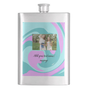 simple minimal add your photo watercolor art throw flask