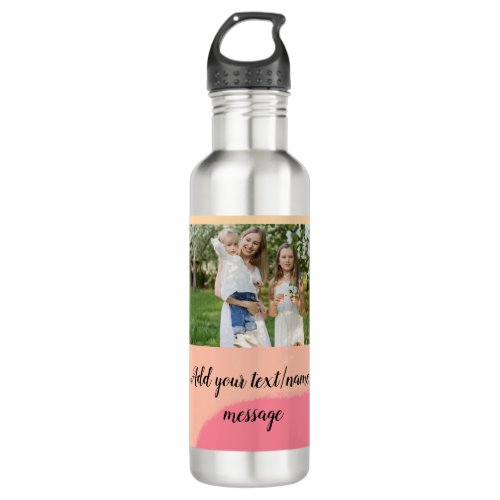 simple minimal add your photo watercolor art throw stainless steel water bottle
