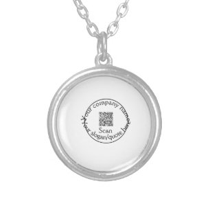 simple minimal add your Q R code scan add name Silver Plated Necklace