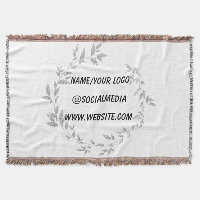 simple minimal add your text monogram name throw blanket (Front)