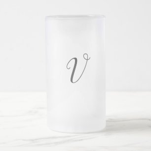 simple minimal add your text monogram photo cof frosted glass beer mug