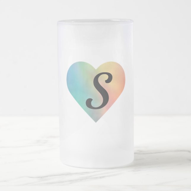 simple minimal add your text monogram photo    cof frosted glass beer mug (Center)