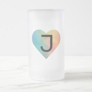 simple minimal add your text monogram photo    cof frosted glass beer mug