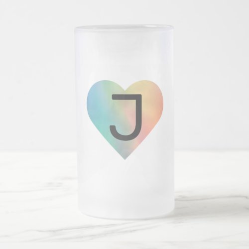 simple minimal add your text monogram photo    cof frosted glass beer mug