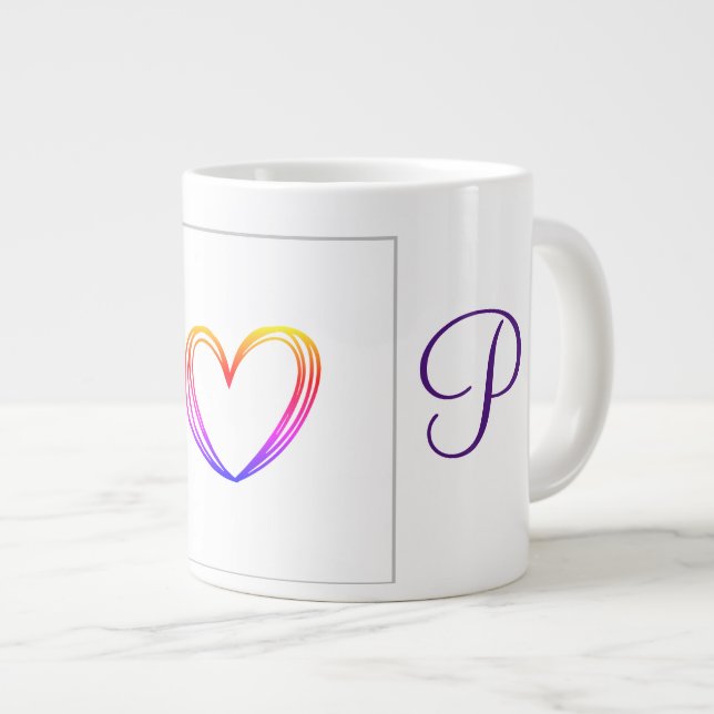 simple minimal add your text monogram photo    cof giant coffee mug (Front Right)