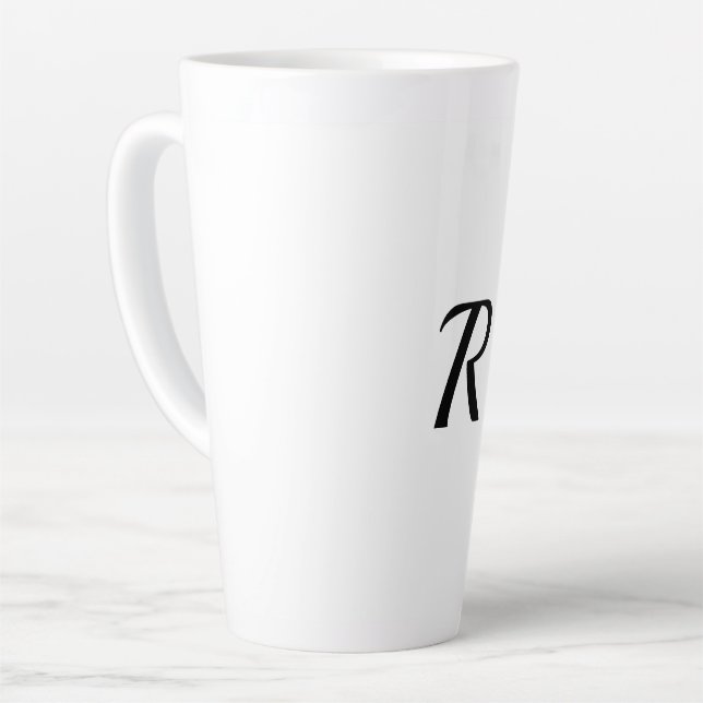 simple minimal add your text monogram photo    cof latte mug (Left Angle)