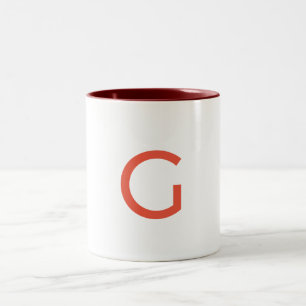 simple minimal add your text monogram photo cof Two-Tone coffee mug