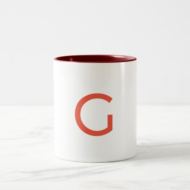 simple minimal add your text monogram photo    cof Two-Tone coffee mug (Center)