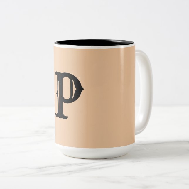 simple minimal add your text monogram photo    cof Two-Tone coffee mug (Front Right)