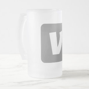simple minimal add your text monogram photo     fr frosted glass beer mug