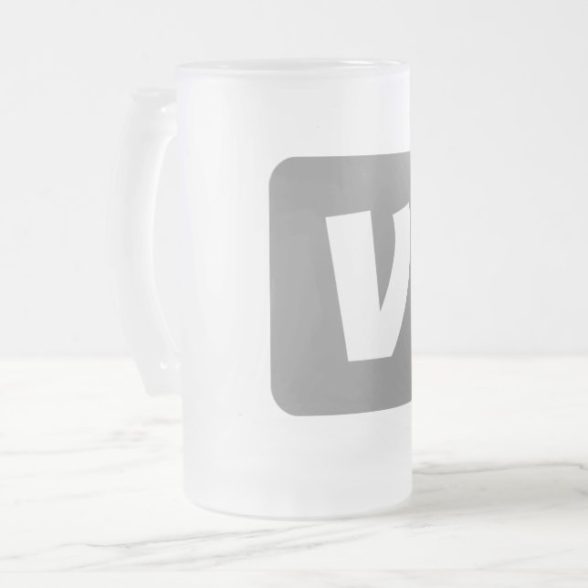 simple minimal add your text monogram photo     fr frosted glass beer mug (Front Left)