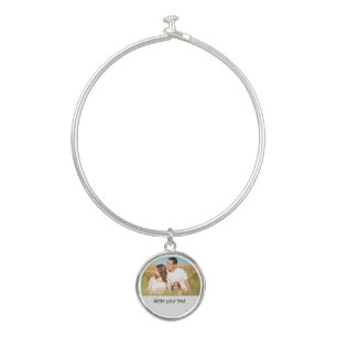 simple minimal add your text photo christmas     b bangle bracelet
