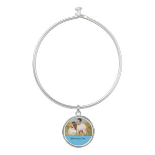 simple minimal add your text photo christmas b bangle bracelet