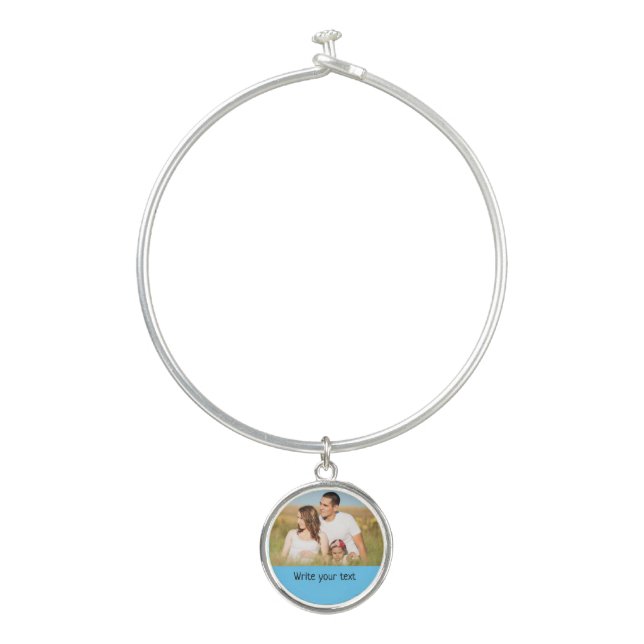 simple minimal add your text photo christmas     b bangle bracelet (Front)