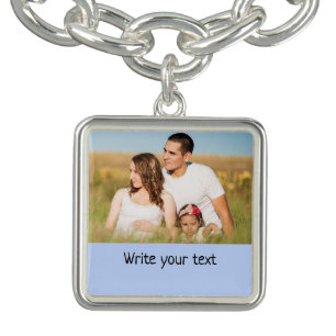 simple minimal add your text photo christmas b bracelet