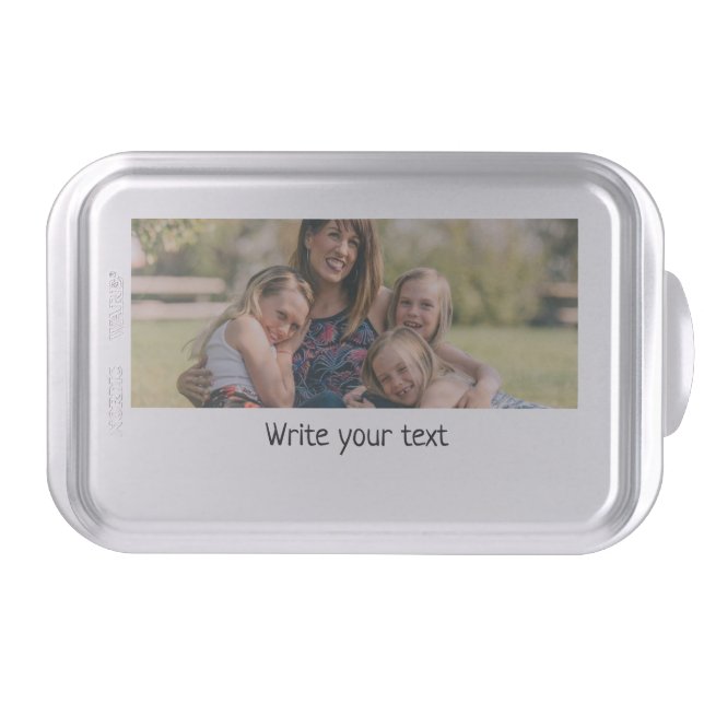 simple minimal add your text photo christmas  cake pan (Front)