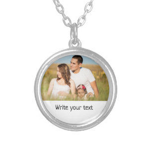 simple minimal add your text photo christmas     l silver plated necklace