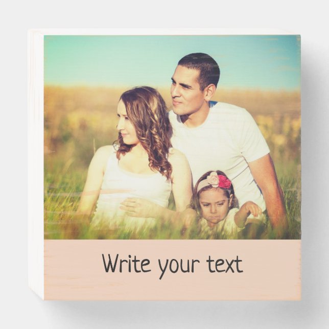 simple minimal add your text photo christmas     wooden box sign (Front Horizontal)