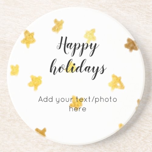 simple minimal add your text photo happy holidays  coaster