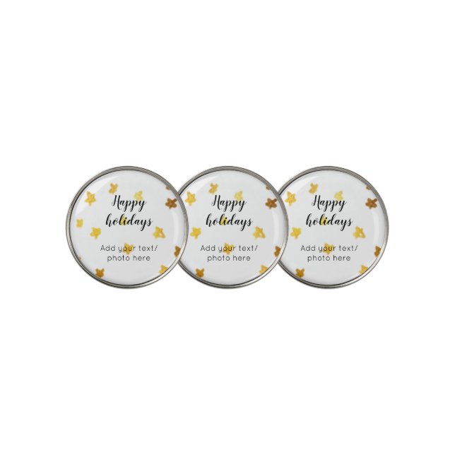 simple minimal add your text photo happy holidays  golf ball marker (3 Up)