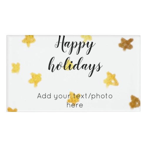 simple minimal add your text photo happy holidays  name tag